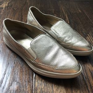 Nine West Gold Leather Loafers, 7.5